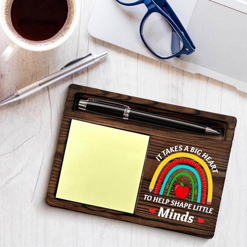 YGBF Thank You Teacher Gifts for Women Men, Teacher Appreciation Gifts for Birthday Retirement, It Takes a Big Heart to Shape Little Minds Sticky Note Holder Home Office Decor Keepsake - Image 4